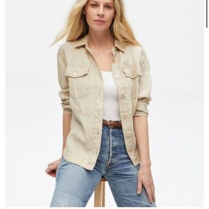 Michael Stars Whitney Linen Shacket Size L Natural